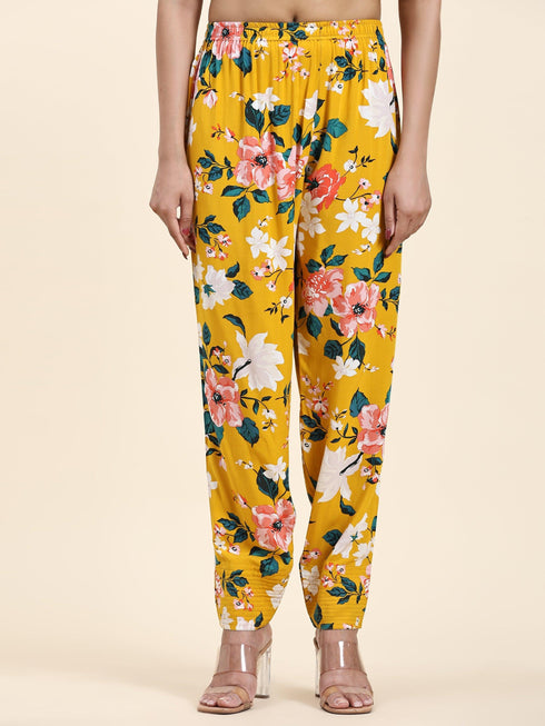 Farheen in Samma Chikankari Co-ord set in Printed Rayon Cotton for Women- Yellow